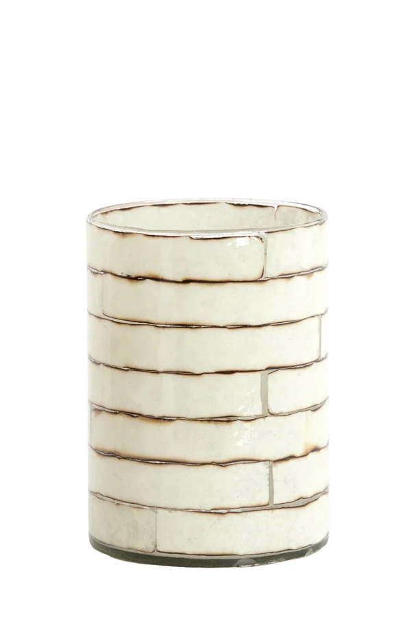 Tealight 14x20 cm DRONERI glass clear+cream