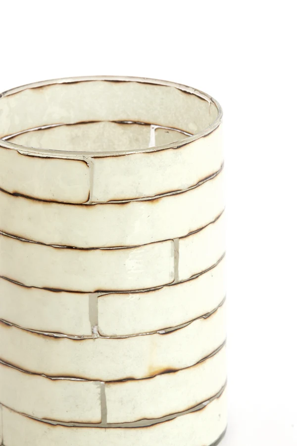 Tealight 14x20 cm DRONERI glass clear+cream