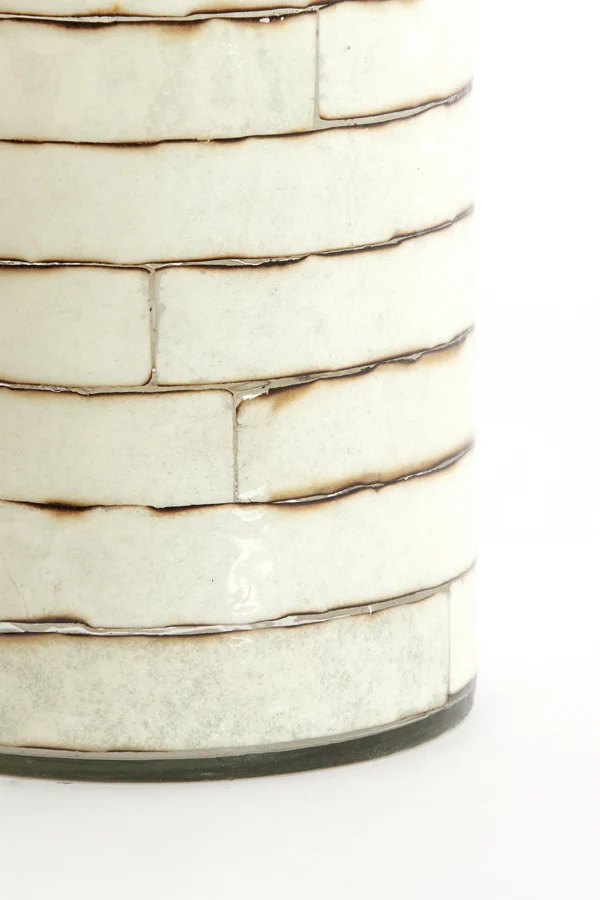 Tealight 14x20 cm DRONERI glass clear+cream