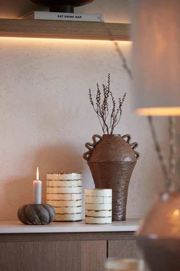 Tealight 14x20 cm DRONERI glass clear+cream