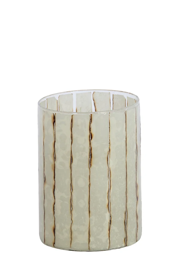 Tealight 14x20 cm DRINO glass clear+white