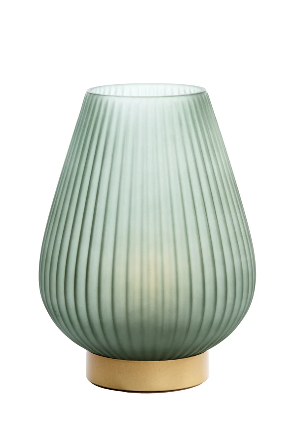 Table lamp LED 21x28 cm TAJERA glass matt dark green+gold