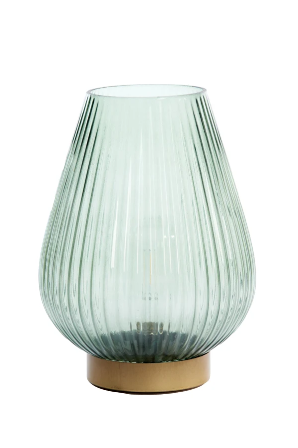 Table lamp LED 21x28 cm TAJERA glass dark green+gold
