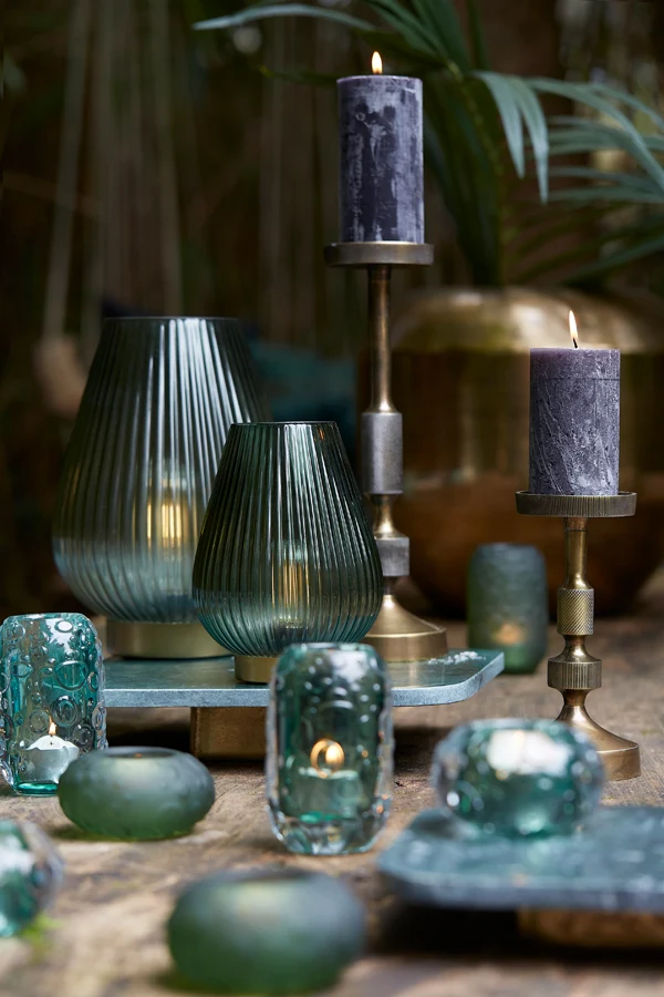 Table lamp LED 21x28 cm TAJERA glass dark green+gold