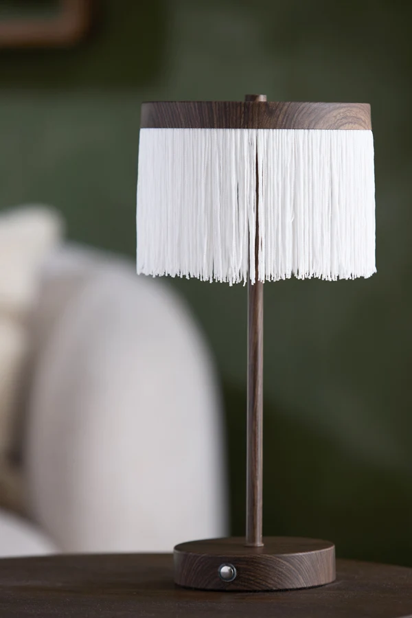 Table lamp LED 17x35 cm DINY wood print dark brown+cream