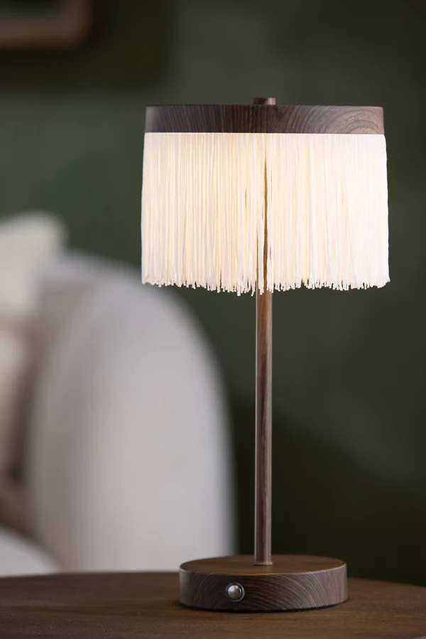 Table lamp LED 17x35 cm DINY wood print dark brown+cream