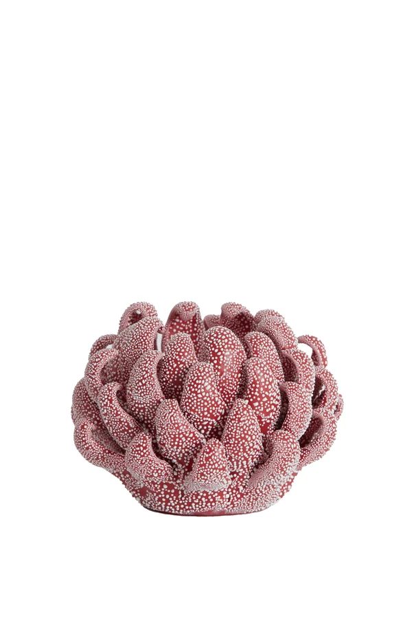 Tealight holder 10,5x7,5 cm SERINA porcelain red