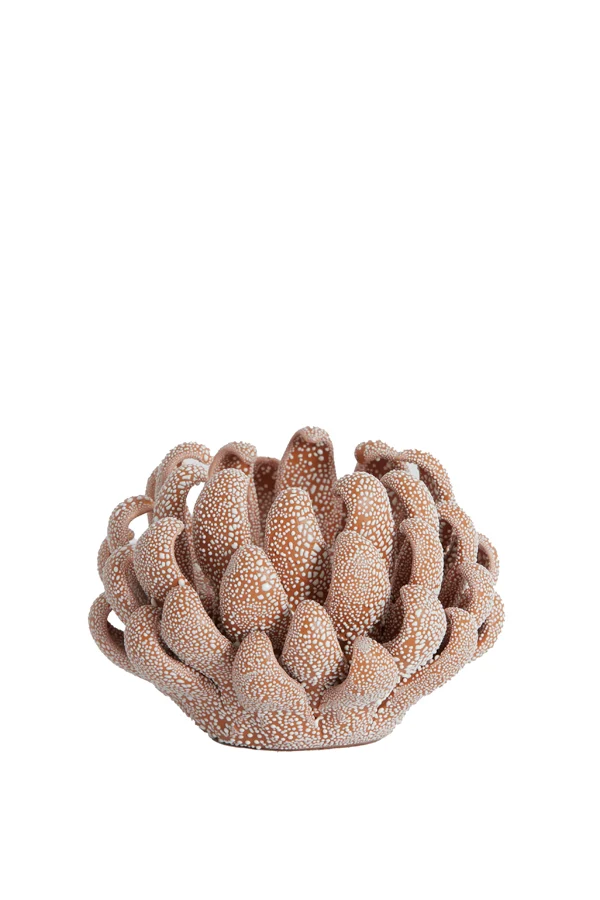 Tealight holder 10,5x7,5 cm SERINA porcelain brown