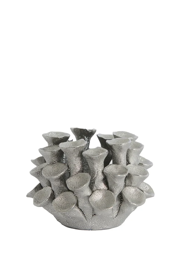 Tealight holder 10,5x7,5 cm DELARA porcelain silver
