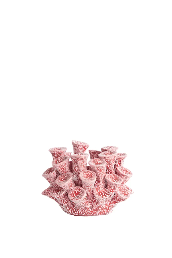 Tealight holder 10,5x7,5 cm DELARA porcelain red