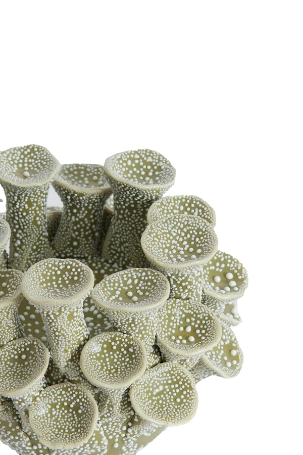 Tealight holder 10,5x7,5 cm DELARA porcelain olive green
