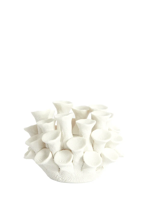 Tealight holder 10,5x7,5 cm DELARA porcelain cream