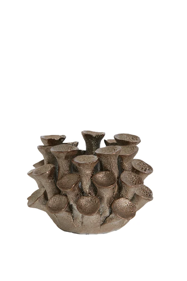 Tealight holder 10,5x7,5 cm DELARA porcelain bronze