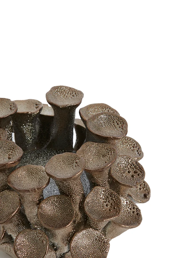 Tealight holder 10,5x7,5 cm DELARA porcelain bronze