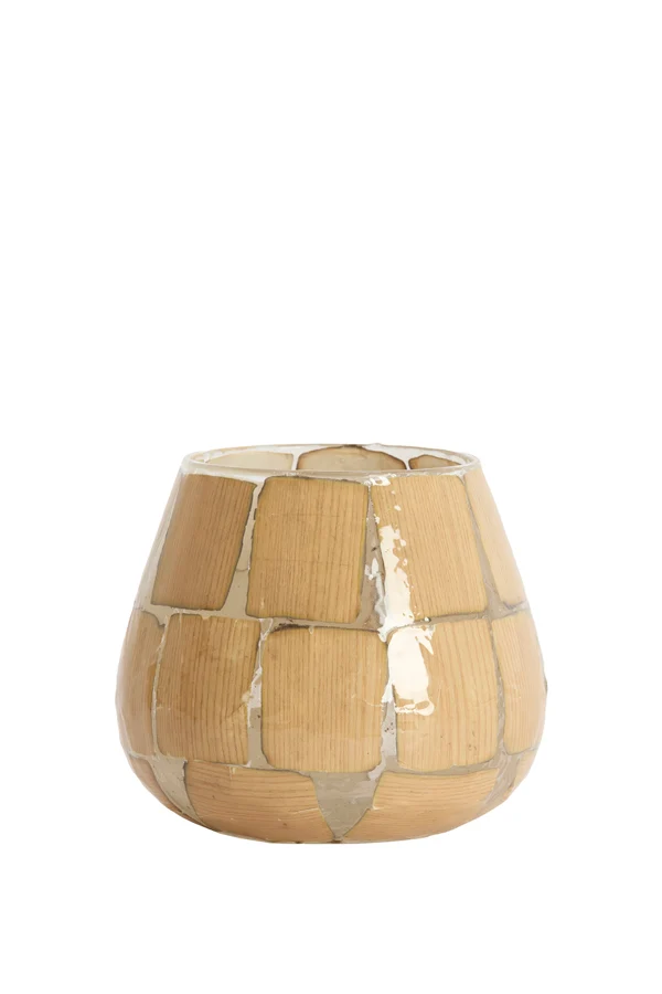 Tealight 14x14 cm KUALA glass clear+terra