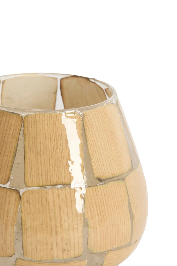 Tealight 14x14 cm KUALA glass clear+terra