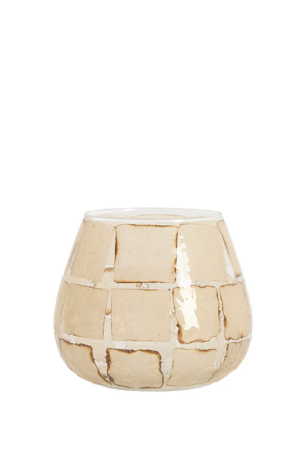 Tealight 14x14 cm KUALA glass clear+sand