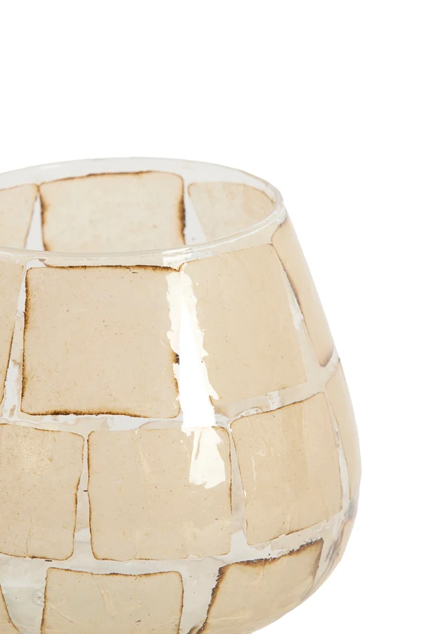 Tealight 14x14 cm KUALA glass clear+sand