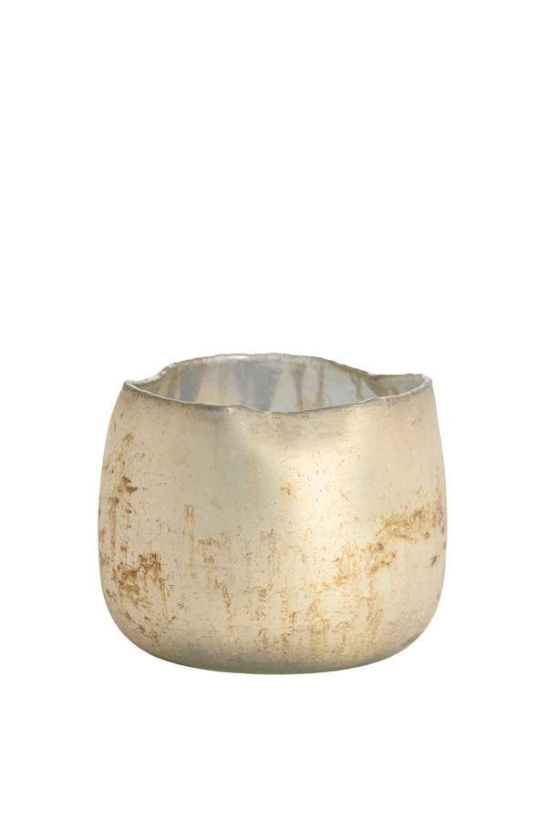 Tealight 14x12 cm SUNGAI glass matt antique grey-brown