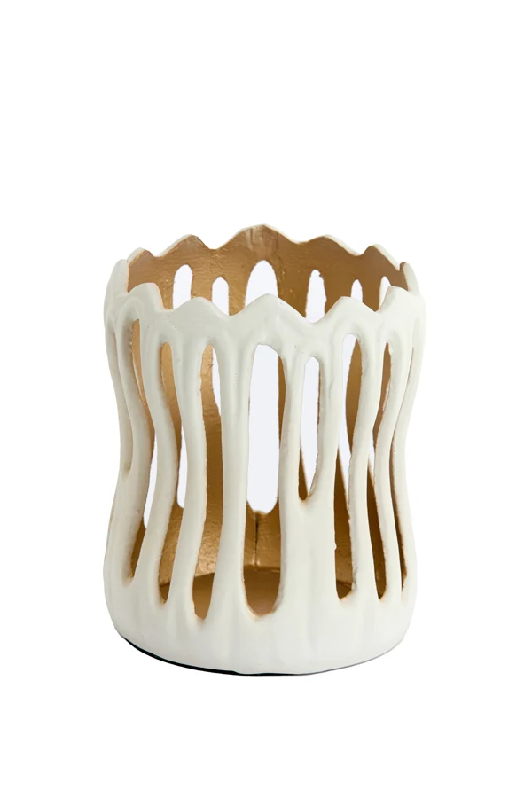 Tealight 13x16 cm TIVOLI cream+gold