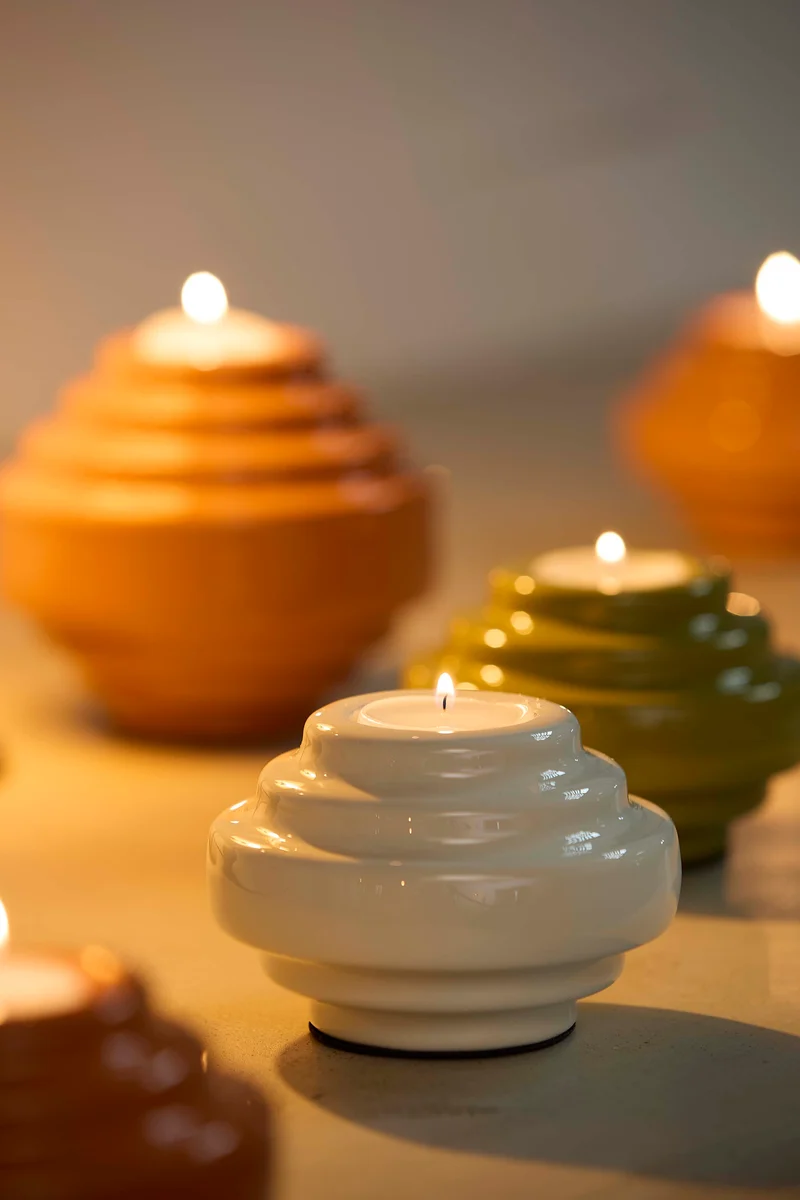 Tealight 11x7,5 cm WANHATI shiny cream