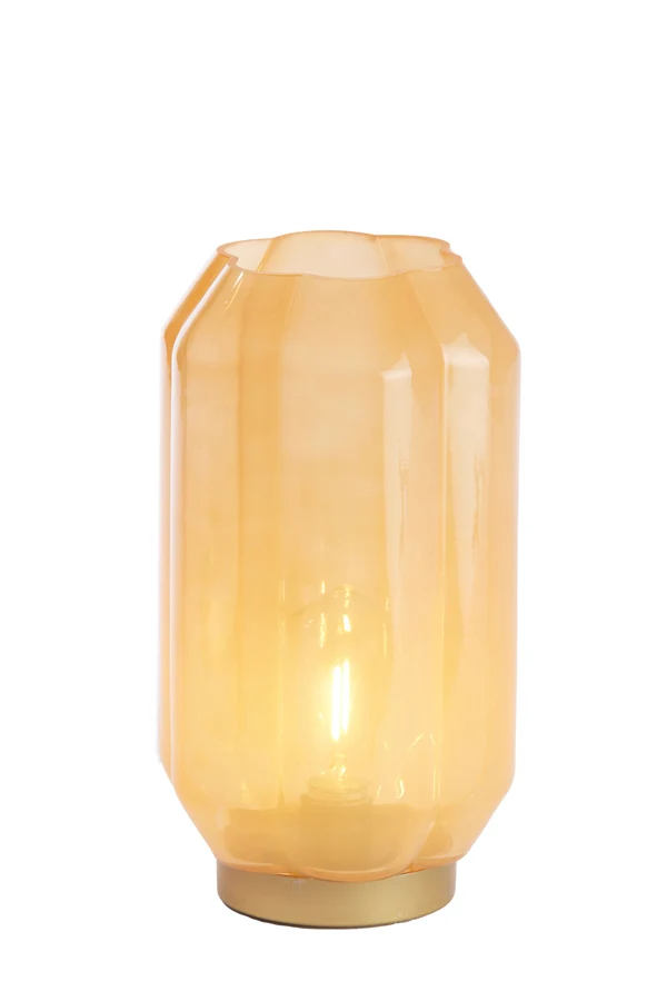 Table lamp LED 15x27 cm YVIAS glass milky orange+gold