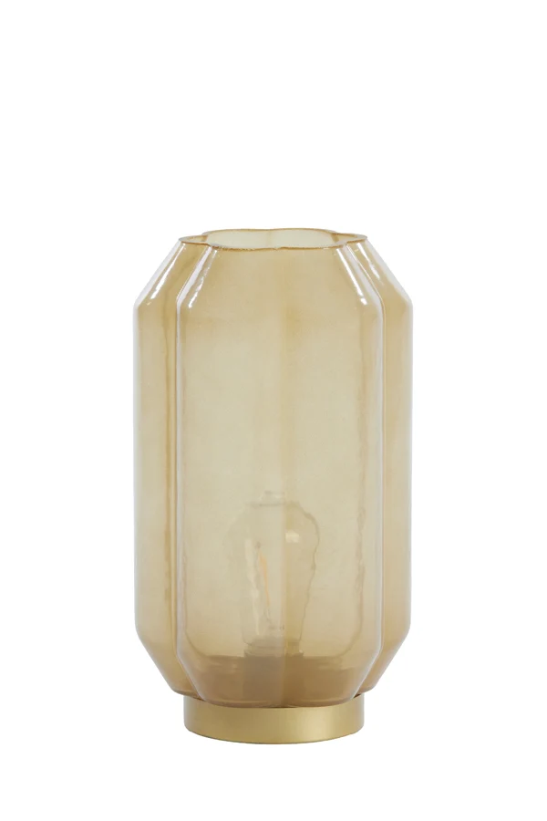 Table lamp LED 15x27 cm YVIAS glass milky light yellow+gold