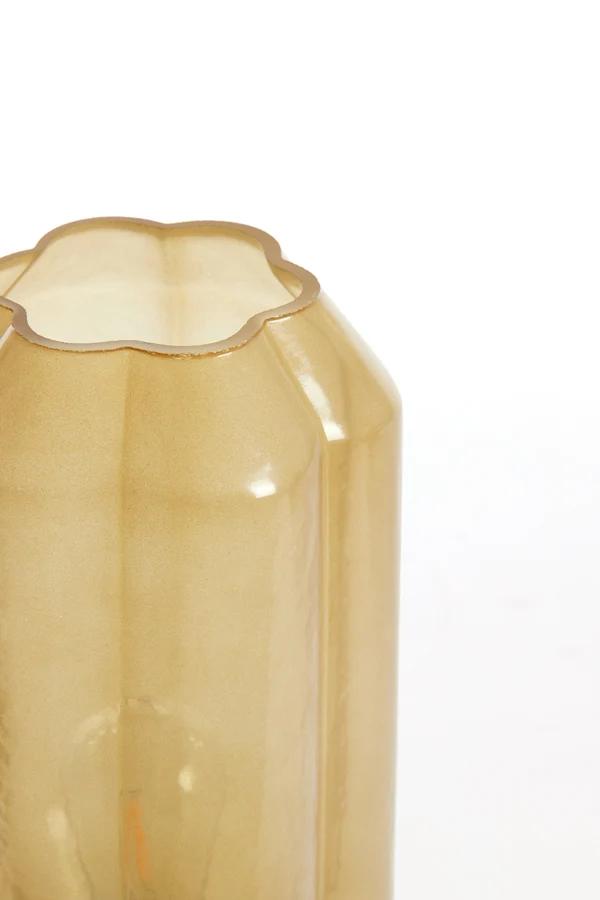 Table lamp LED 15x27 cm YVIAS glass milky light yellow+gold