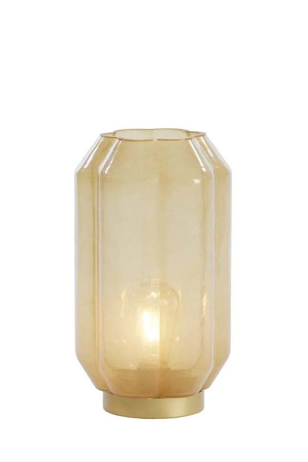 Table lamp LED 15x27 cm YVIAS glass milky light yellow+gold