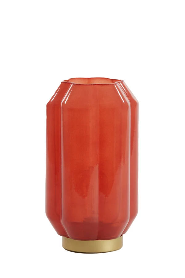 Table lamp LED 15x27 cm YVIAS glass milky brick red+gold
