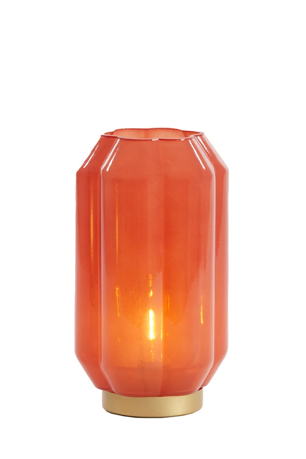 Table lamp LED 15x27 cm YVIAS glass milky brick red+gold