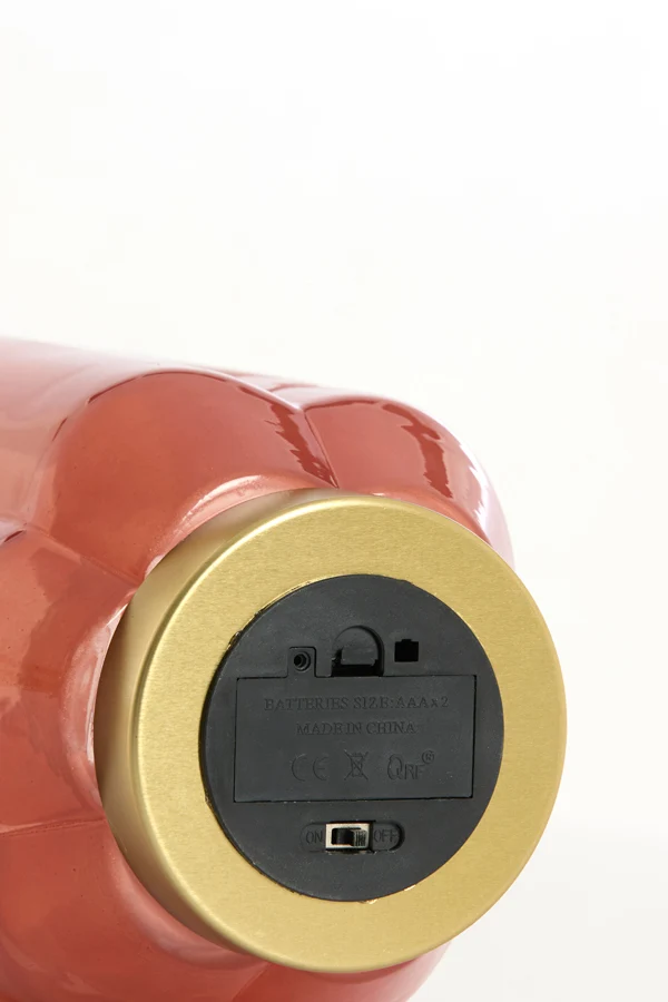 Table lamp LED 15x27 cm YVIAS glass milky brick red+gold