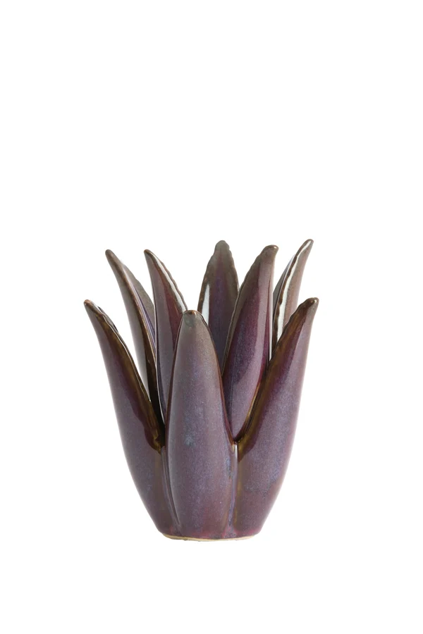 Tealight 13x15 cm CACTUS ceramics dark purple