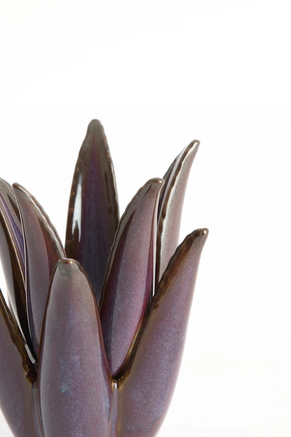 Tealight 13x15 cm CACTUS ceramics dark purple
