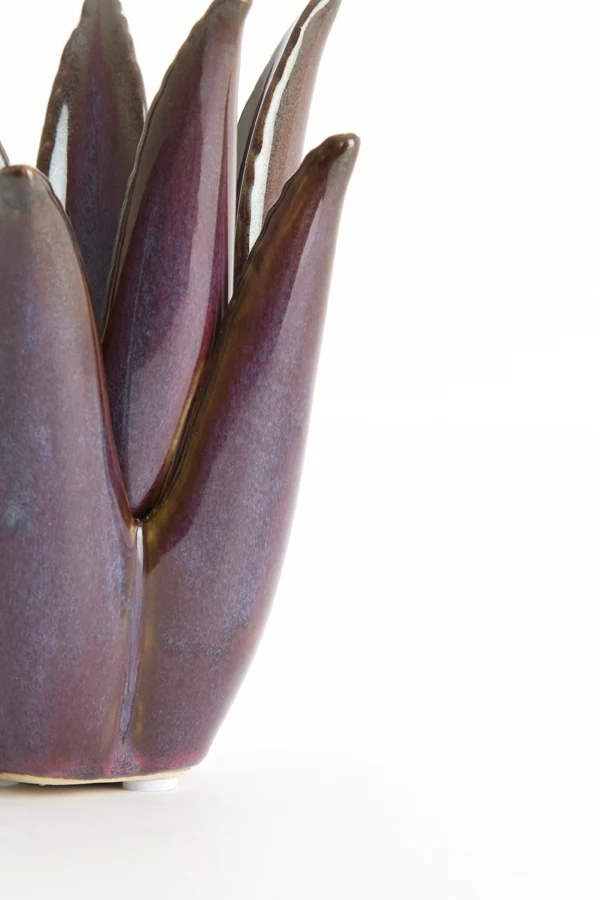 Tealight 13x15 cm CACTUS ceramics dark purple