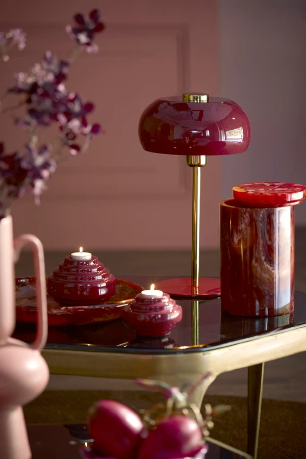 Tealight 13x10,5 cm WANHATI shiny burgundy