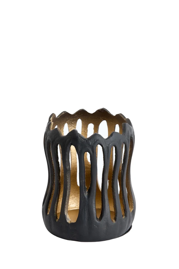 Tealight 11x13 cm TIVOLI black+gold