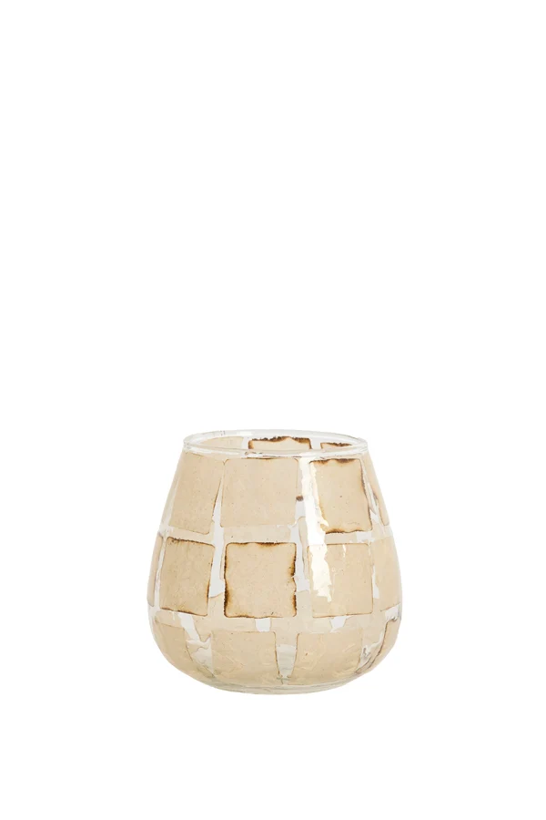 Tealight 11x11 cm KUALA glass clear+sand