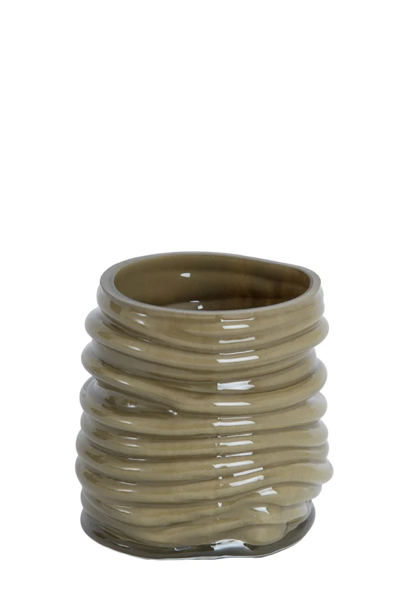 Tealight 11,5x10,5 cm MILYAN glass milky olive green