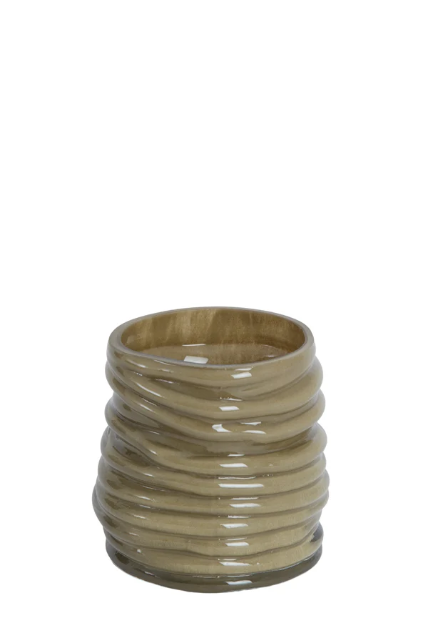Tealight 10x9 cm MILYAN glass milky olive green