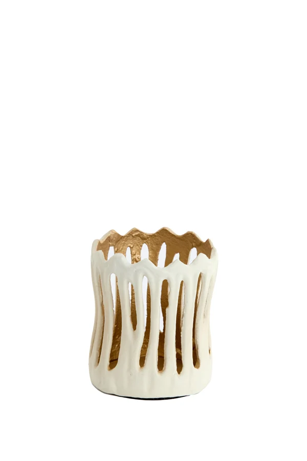 Tealight 8,5x10 cm TIVOLI cream+gold