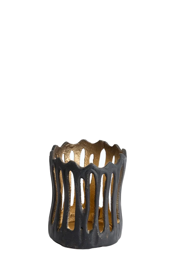 Tealight 8,5x10 cm TIVOLI black+gold