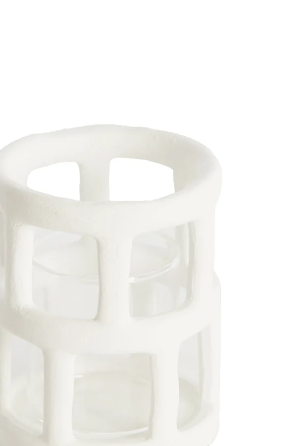 Tealight 8,5x10 cm ALIMOS white+glass