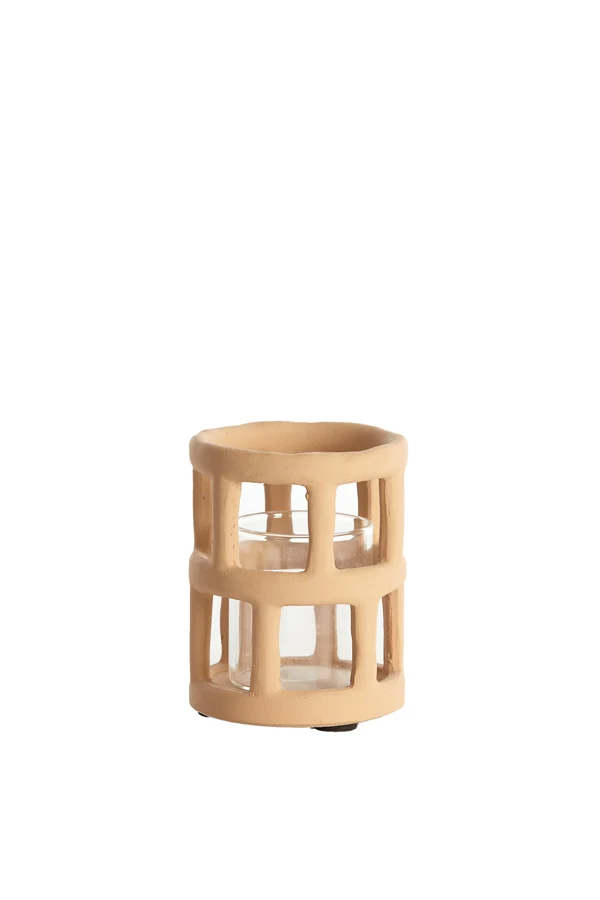 Tealight 8,5x10 cm ALIMOS light terra+glass
