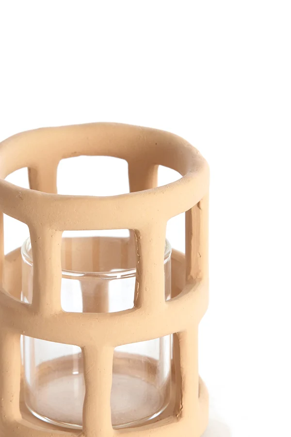 Tealight 8,5x10 cm ALIMOS light terra+glass