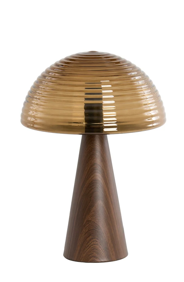 Table lamp 30x43 cm MUEDA glass brown+wood print d brown
