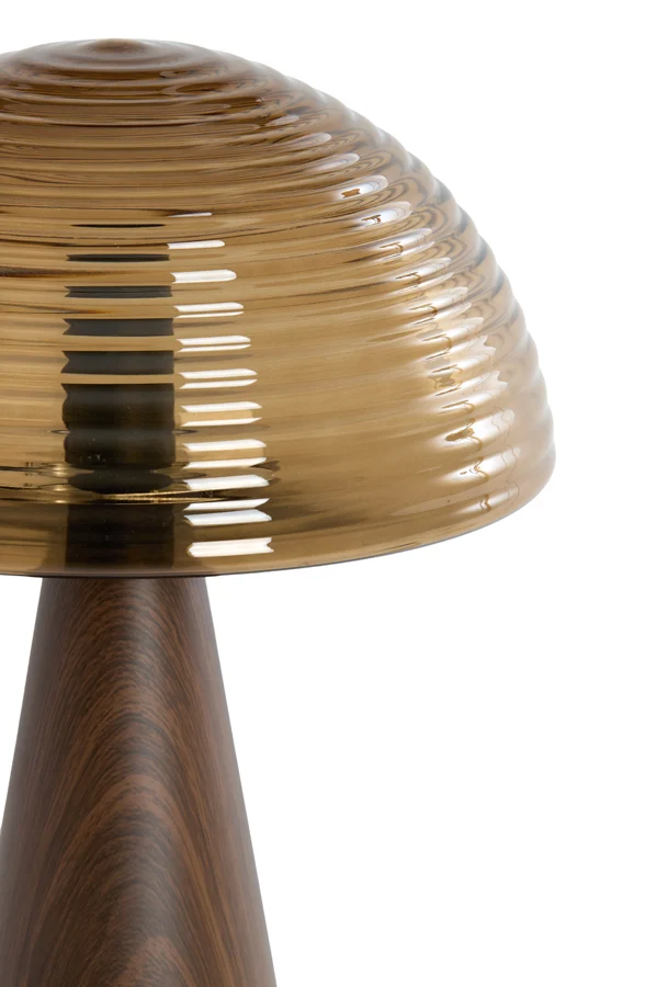 Table lamp 30x43 cm MUEDA glass brown+wood print d brown