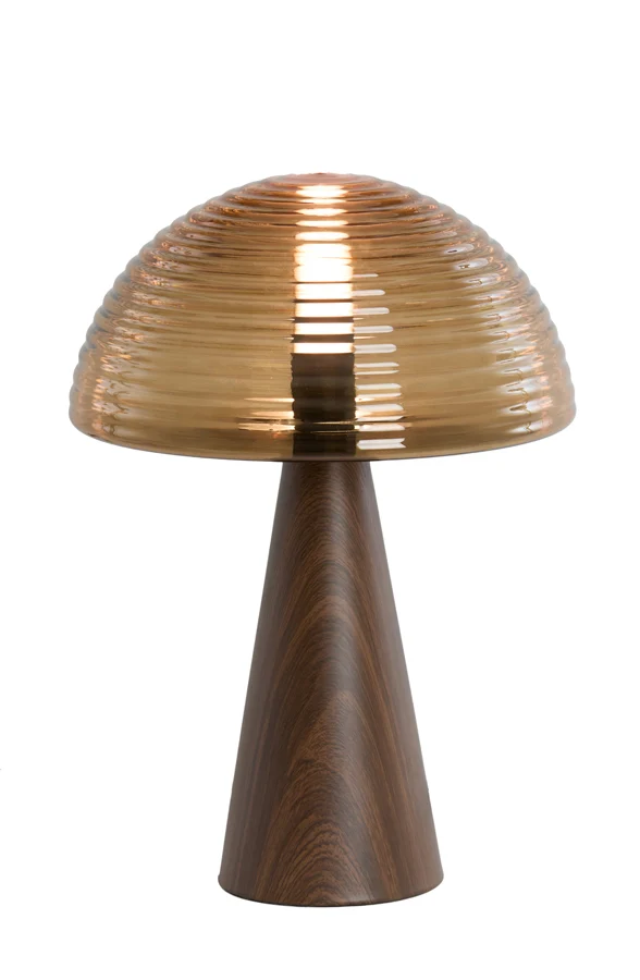 Table lamp 30x43 cm MUEDA glass brown+wood print d brown