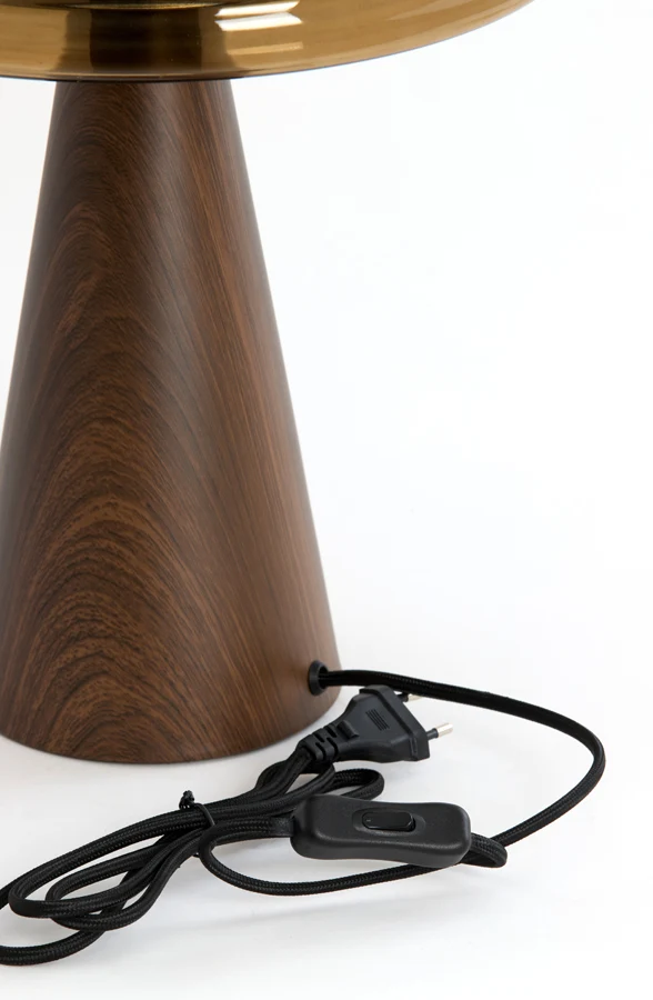 Table lamp 30x43 cm MUEDA glass brown+wood print d brown
