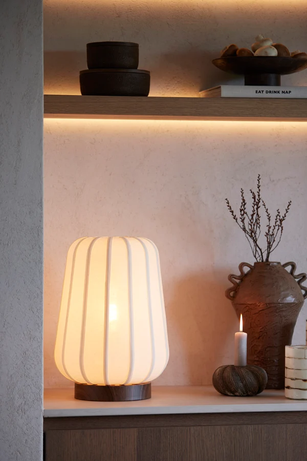 Table lamp 30x41,5 cm BIBIA wood print dark brown+white